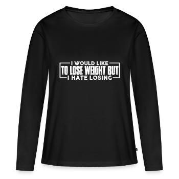 J’aimerais perdre du poids mais je déteste en perdre 4 - T-shirt manches longues Premium bio Femme - noir - Devant - Julia (174cm)