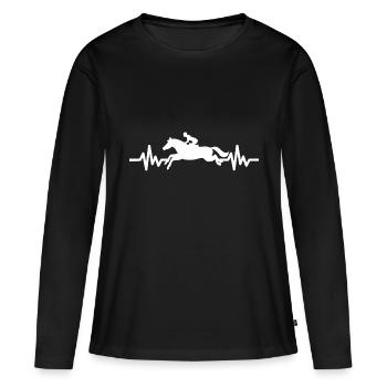 Heartbeat - Étalon Cheval Jument Ross Equestrian - T-shirt manches longues Premium bio Femme - noir - Devant - Julia (174cm)