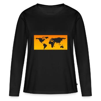 Carte du monde orange transparent - T-shirt manches longues Premium bio Femme - noir - Devant - Julia (174cm)