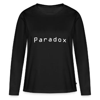 Cooles Paradox Designer Shirt Geschenkidee - Frauen Premium Bio Langarmshirt - Schwarz - Vorne - Julia (174cm)