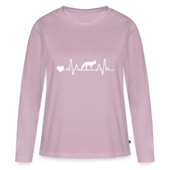 Herzschlag Fuchs - Frauen Premium Bio Langarmshirt - Altrosa - Vorne - Julia (174cm)