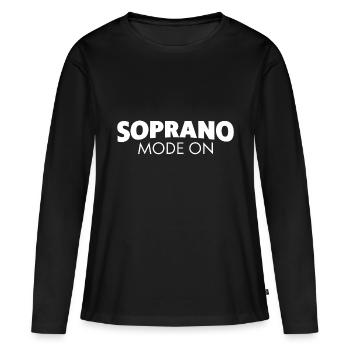 Mode soprano activé - T-shirt manches longues Premium bio Femme - noir - Devant - Julia (174cm)