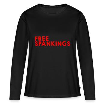 Fessées gratuites 4 - T-shirt manches longues Premium bio Femme - noir - Devant - Julia (174cm)