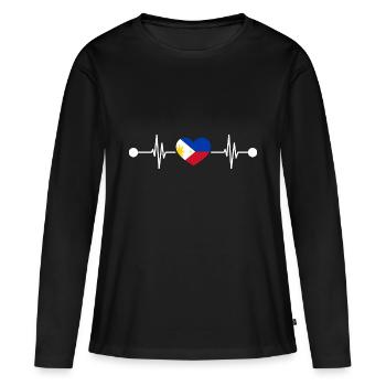 Heartbeat Philippine Philippines - T-shirt manches longues Premium bio Femme - noir - Devant - Julia (174cm)