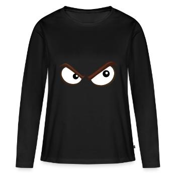 Boese Augen - grimmig/ schelcht gelaunt - Frauen Premium Bio Langarmshirt - Schwarz - Vorne - Julia (174cm)