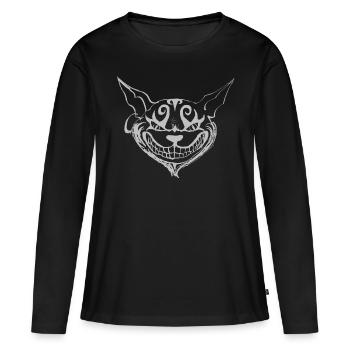 Chat grincheux - T-shirt manches longues Premium bio Femme - noir - Devant - Julia (174cm)