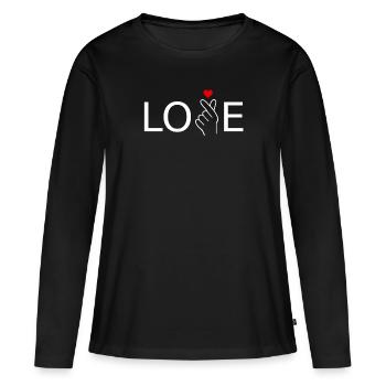 K-Pop Love Music - Frauen Premium Bio Langarmshirt - Schwarz - Vorne - Julia (174cm)