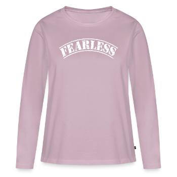 sans peur pas de peur intrépide chemise intrépide - T-shirt manches longues Premium bio Femme - rose poudré - Devant - Julia (174cm)
