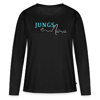 Jungs Mama Schriftzug Handlettering Modern weiß - Frauen Premium Bio Langarmshirt - Schwarz - Vorne - Julia (174cm)