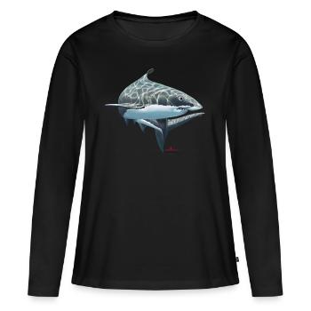 great white shark/ shark - Women's Premium Organic Long Sleeve Shirt - black - Front - Julia (174cm)