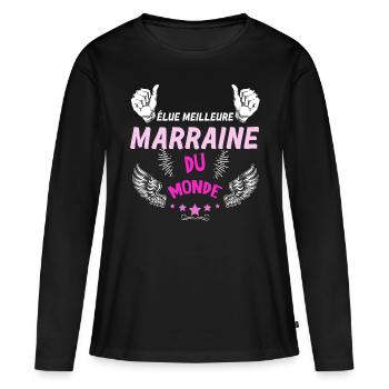 Ma Marraine C'est La Meilleure - T-shirt manches longues Premium bio Femme - noir - Devant - Julia (174cm)