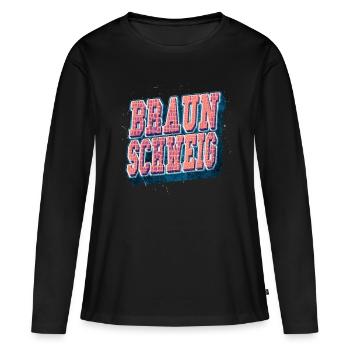 Braunschweig Germany City Font Vintage - Women's Premium Organic Long Sleeve Shirt - black - Front - Julia (174cm)