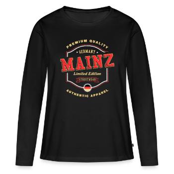 Mayence Allemagne Ville Police Vintage Rétro - T-shirt manches longues Premium bio Femme - noir - Devant - Julia (174cm)