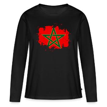 Maroc Drapeau Marocain - T-shirt manches longues Premium bio Femme - noir - Devant - Julia (174cm)