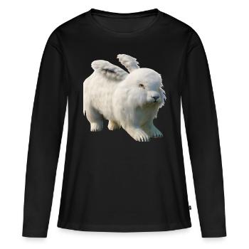 Lapin Angora moelleux - T-shirt manches longues Premium bio Femme - noir - Devant - Julia (174cm)