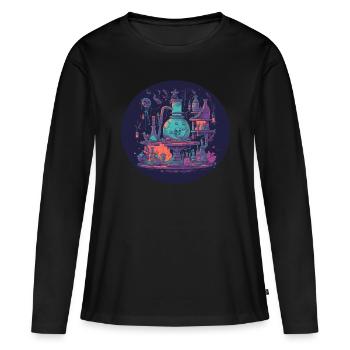 Magical Alchemist Laboratory with Fillets, Bottles - Women's Premium Organic Long Sleeve Shirt - black - Front - Julia (174cm)