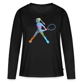 tennis,backhand,tennis player,girl,child - Women's Premium Organic Long Sleeve Shirt - black - Front - Julia (174cm)
