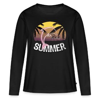 Sunset with dolphin - Women's Premium Organic Long Sleeve Shirt - black - Front - Julia (174cm)