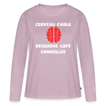 Weak brain, coffee recharge recommended - Women's Premium Organic Long Sleeve Shirt - dusky pink - Front - Julia (174cm)