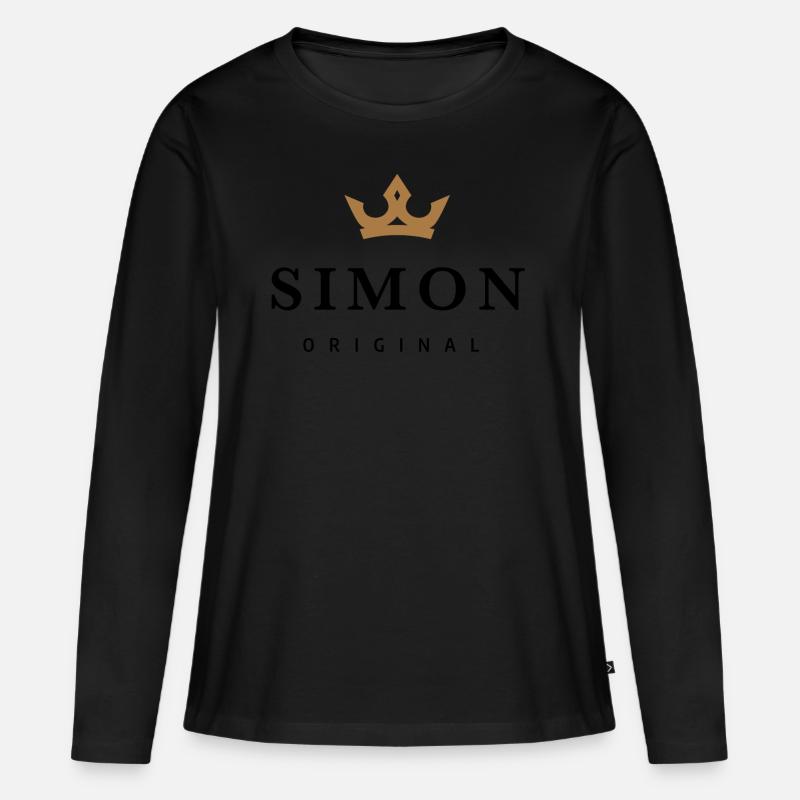 Simon - Frauen Premium Bio Langarmshirt - Schwarz