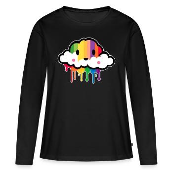 Cute Cloud Raining Rainbow Colors - Women's Premium Organic Long Sleeve Shirt - black - Front - Julia (174cm)