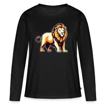 Proud lion in retro style - Women's Premium Organic Long Sleeve Shirt - black - Front - Julia (174cm)