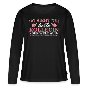 Arbeitskollegin Geschenkidee Beste Kollegin - Frauen Premium Bio Langarmshirt - Schwarz - Vorne - Julia (174cm)
