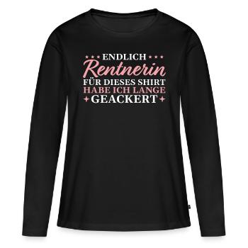 Arbeitskollegin in Rente Endlich Rentnerin - Frauen Premium Bio Langarmshirt - Schwarz - Vorne - Julia (174cm)