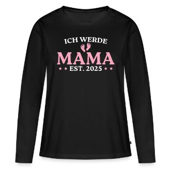 Ich werde Mama 2025 Werdende Mutter - Frauen Premium Bio Langarmshirt - Schwarz - Vorne - Julia (174cm)