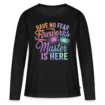 Pyrotechnie Feux d’artifice Pyrotechnie - T-shirt manches longues Premium bio Femme - noir - Devant - Julia (174cm)