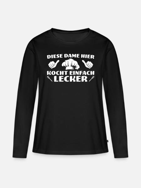 Diese Dame kocht einfach lecker Beste Köchin - Frauen Premium Bio Langarmshirt - Schwarz