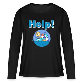 Protection de la nature en plastique Protection de l’environnement - T-shirt manches longues Premium bio Femme - noir - Devant - Julia (174cm)