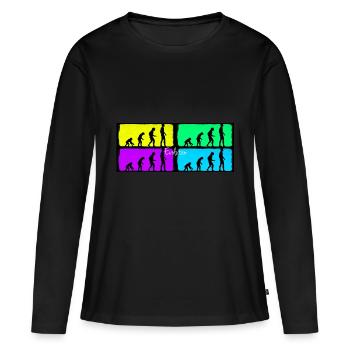 evolution - Frauen Premium Bio Langarmshirt - Schwarz - Vorne - Julia (174cm)