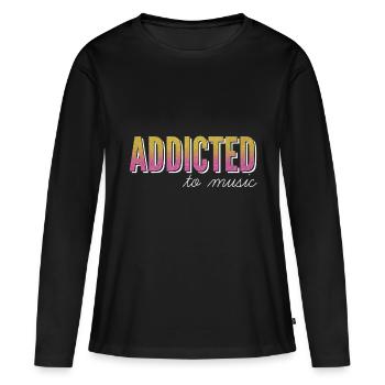 Accro à la musique / accro à la musique - T-shirt manches longues Premium bio Femme - noir - Devant - Julia (174cm)