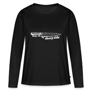 Stay on the Sharp Side Messer - Women's Premium Organic Long Sleeve Shirt - black - Front - Julia (174cm)