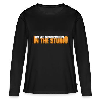 Célibataire, Marié, Dans le Studio 8 - T-shirt manches longues Premium bio Femme - noir - Devant - Julia (174cm)