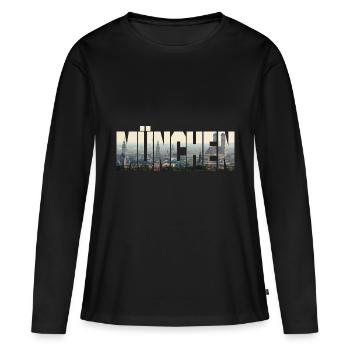 München Panorama - Frauen Premium Bio Langarmshirt - Schwarz - Vorne - Julia (174cm)