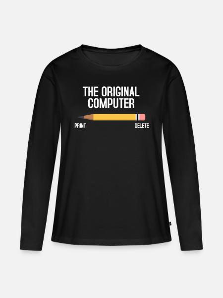 Computer - Frauen Premium Bio Langarmshirt - Schwarz