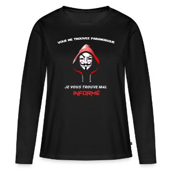 je vous trouve mal informé cadeau anniversaire - T-shirt manches longues Premium bio Femme - noir - Devant - Julia (174cm)