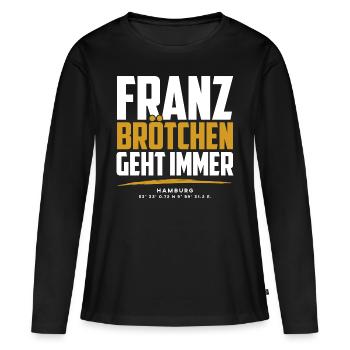 Franzbrötchen Hamburg Hamburch Gebäck Souvenir - Frauen Premium Bio Langarmshirt - Schwarz - Vorne - Julia (174cm)