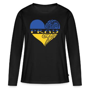 Ukraine Pray - Frauen Premium Bio Langarmshirt - Schwarz - Vorne - Julia (174cm)