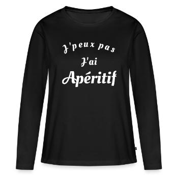 T-shirt drôle J'peux pas j'ai Apéritif - T-shirt manches longues Premium bio Femme - noir - Devant - Julia (174cm)