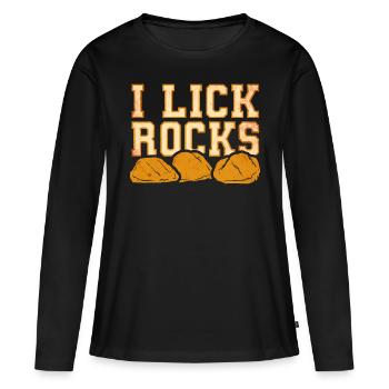 Je lèche des pierres - Géologue - T-shirt manches longues Premium bio Femme - noir - Devant - Julia (174cm)