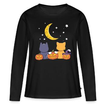 Halloween Kürbis Hexe - Frauen Premium Bio Langarmshirt - Schwarz - Vorne - Julia (174cm)