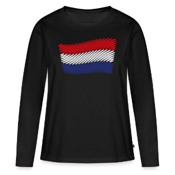 Drapeau néerlandais / drapeau Pays-Bas (croquis) - T-shirt manches longues Premium bio Femme - noir - Devant - Julia (174cm)