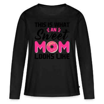 Idée cadeau de mère pour la fête des mères Meilleure mère - T-shirt manches longues Premium bio Femme - noir - Devant - Julia (174cm)