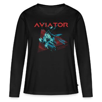 Hélicoptère aviateur - T-shirt manches longues Premium bio Femme - noir - Devant - Julia (174cm)