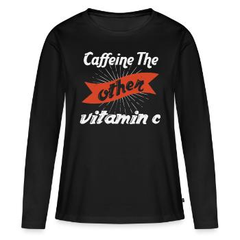 CAFÉINE L’AUTRE VITAMINE C - T-shirt manches longues Premium bio Femme - noir - Devant - Julia (174cm)