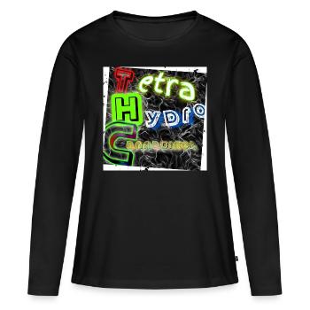 Tetra Hydro Cannabinol (THC) - Image - 2023 - T-shirt manches longues Premium bio Femme - noir - Devant - Julia (174cm)