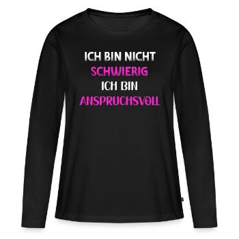 Je ne suis pas difficile je suis exigeante PNK WE - T-shirt manches longues Premium bio Femme - noir - Devant - Julia (174cm)